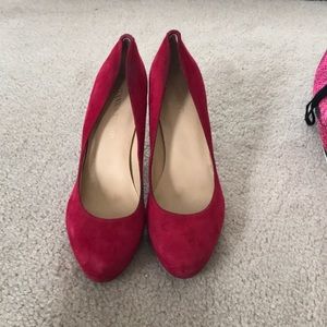 Red suede heels